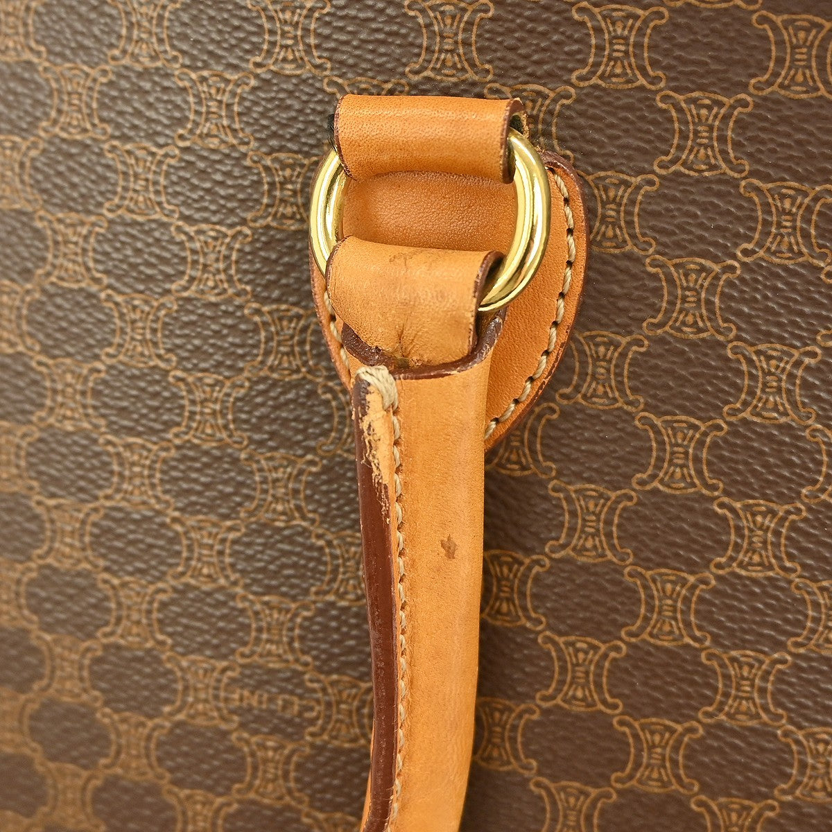 Celine Vintage Macadam Handbag Canvas, BROWN, CANVAS, Handbag