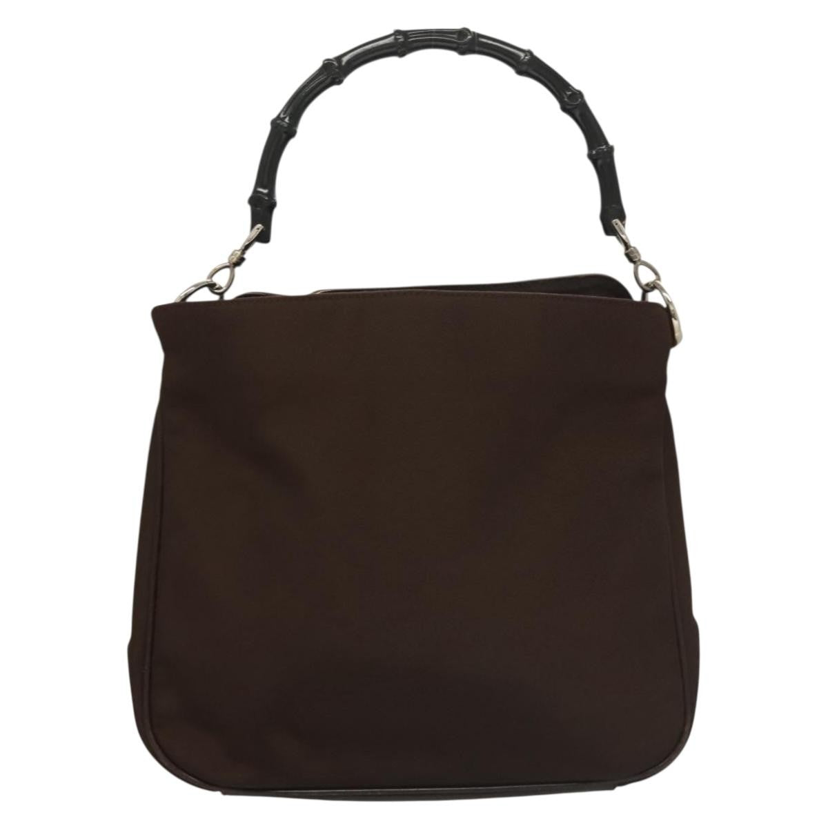 Gucci Vintage Bamboo Handle Tote Nylon, BROWN, NYLON, Tote bag