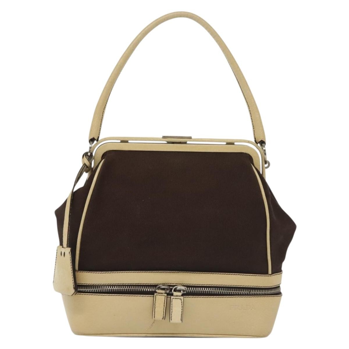 Prada Vintage Handbag Canvas, BEIGE, CANVAS, Handbag
