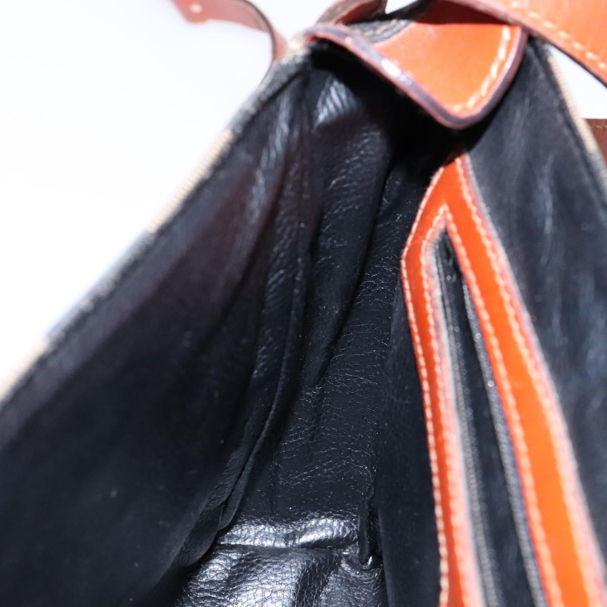 Fendi Vintage Pequin Flap Messenger Bag Coated Canvas, BROWN, CANVAS, Shoulder bag