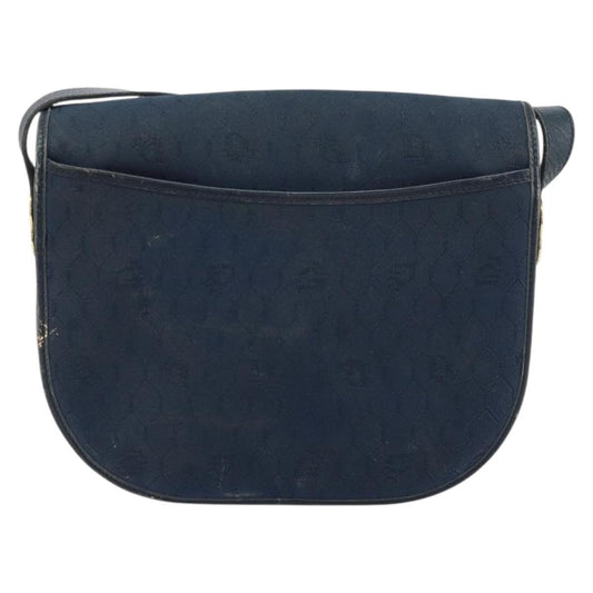 Christian Dior Vintage Honeycomb Shoulder Bag Canvas, NAVY, CANVAS, Shoulder bag