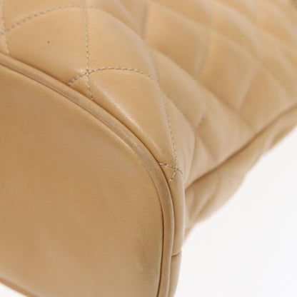 Chanel Vintage Chain Shoulder Bag Quilted Lambskin, BEIGE, LEATHER, Shoulder bag