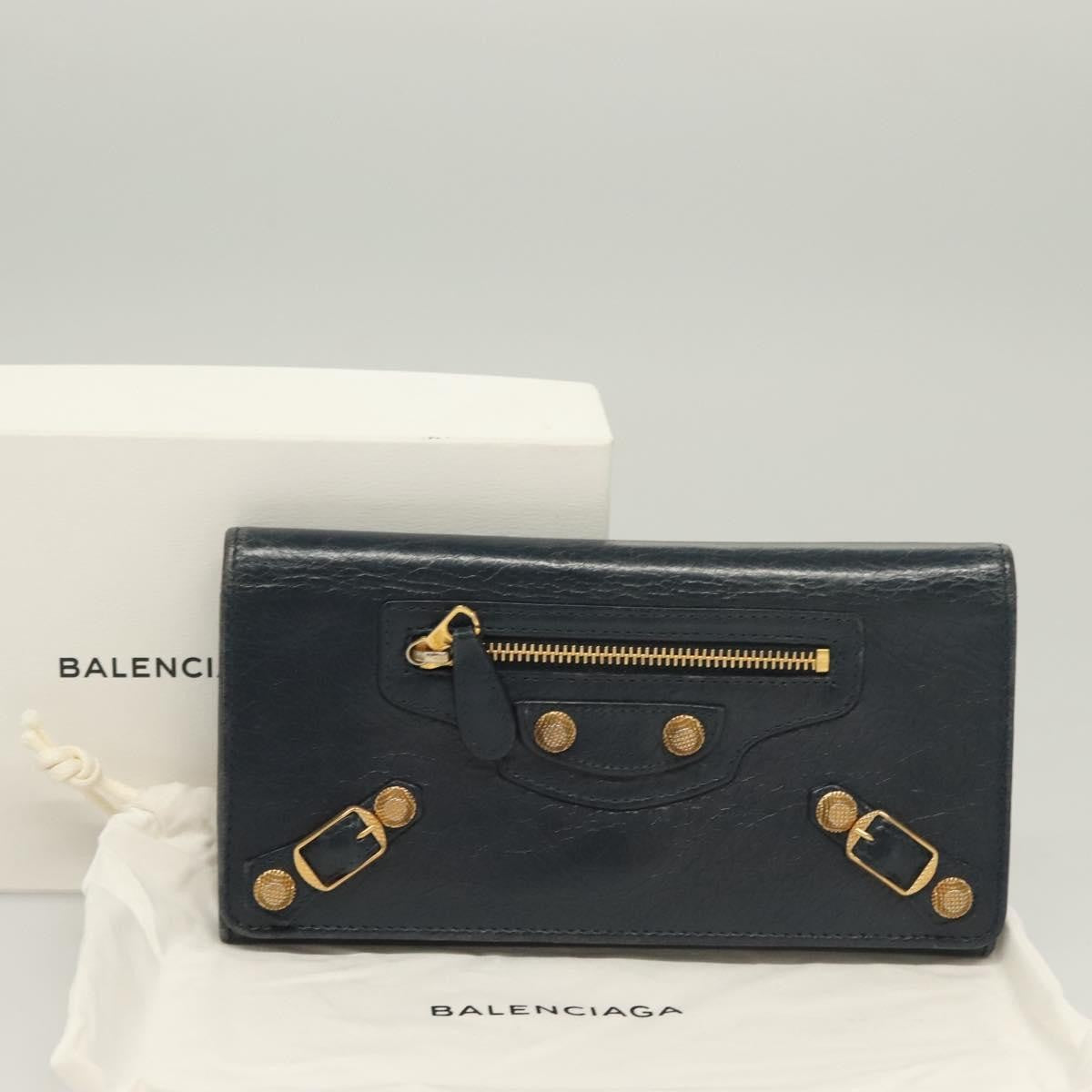 Balenciaga Giant Money Flap Wallet Leather, NAVY, LEATHER, Wallets