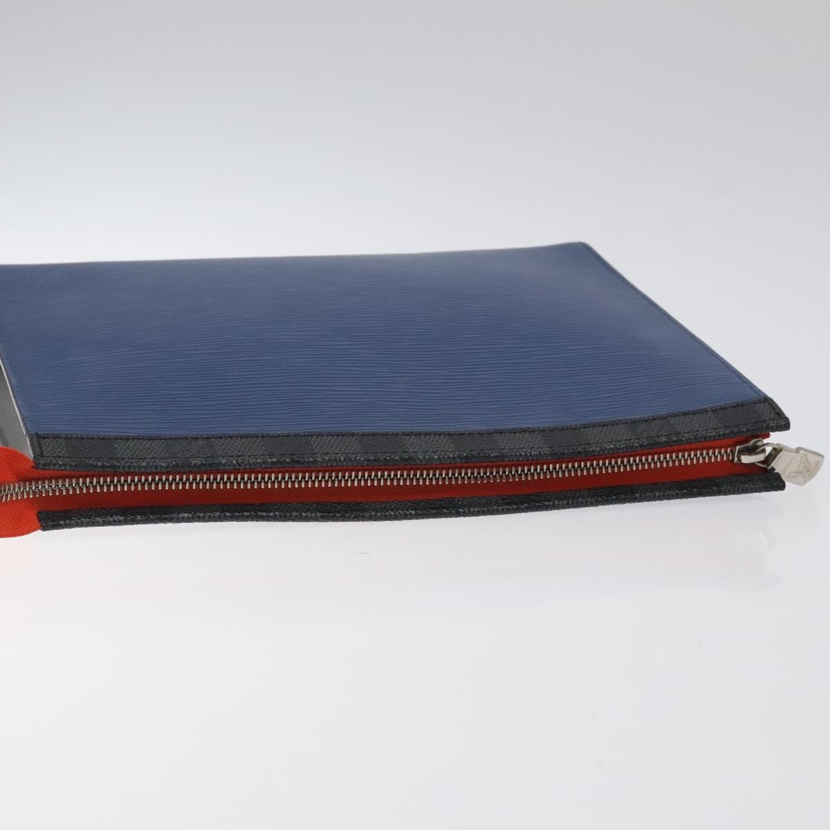 Louis Vuitton Pochette Voyage Epi Leather with Damier Graphite, BLUE, LEATHER, Clutche & pouche