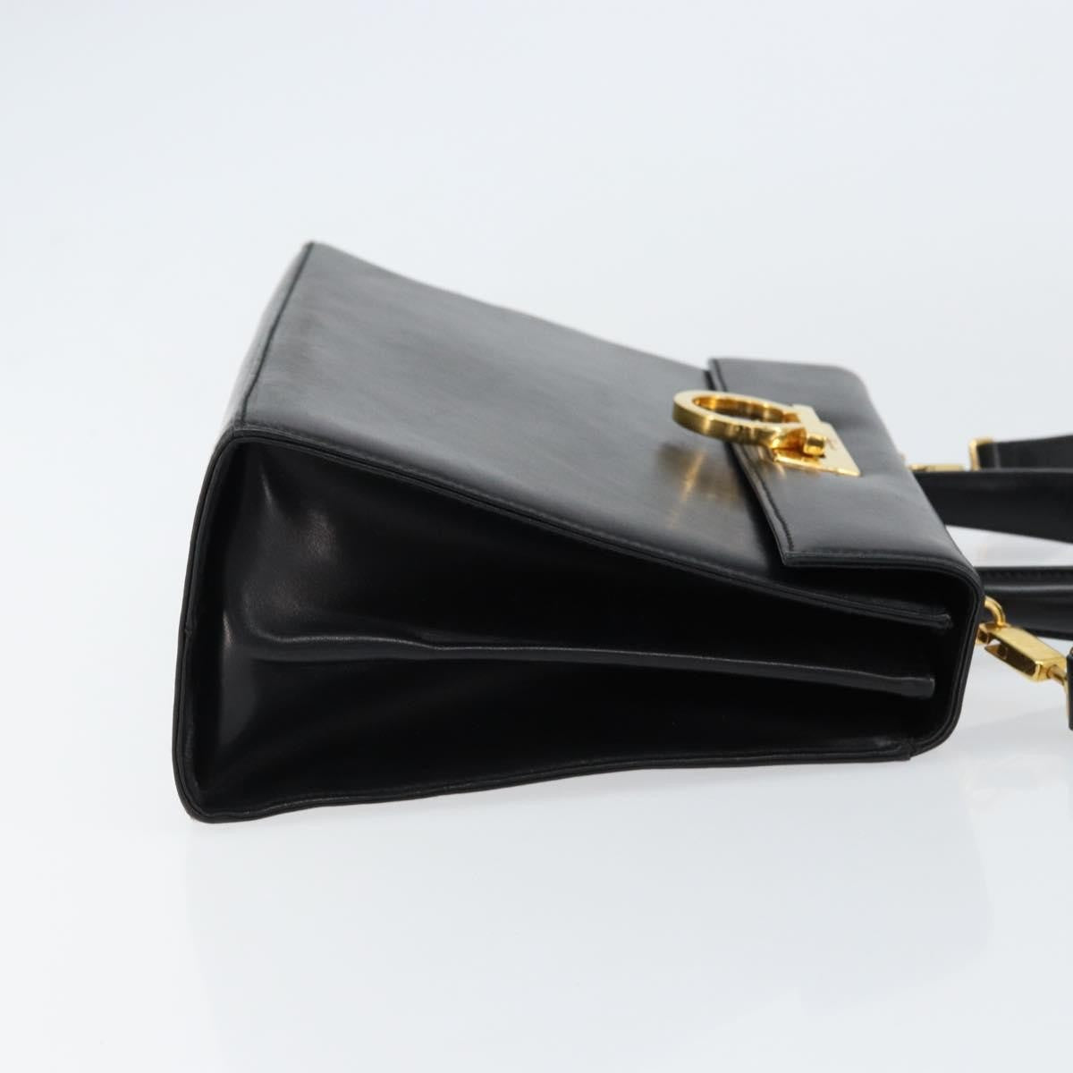 Salvatore Ferragamo Gancini Convertible Top Handle Bag Leather, BLACK, LEATHER, Handbag