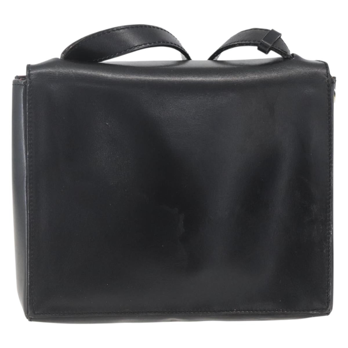 Celine Vintage Circle Logo Crossbody Bag Leather, BLACK, LEATHER, Shoulder bag