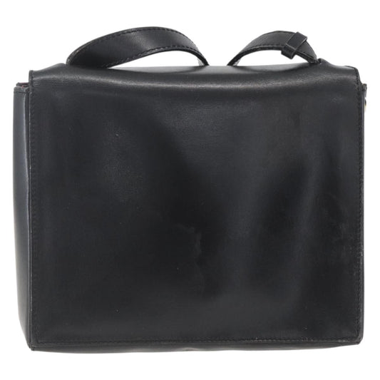 Celine Vintage Circle Logo Crossbody Bag Leather, BLACK, LEATHER, Shoulder bag