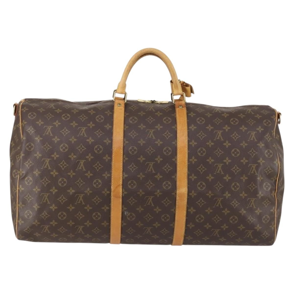Louis Vuitton Keepall Bandouliere Bag Monogram Canvas, BROWN, CANVAS, Travel bag