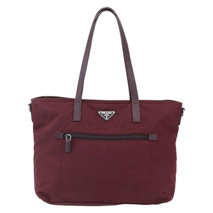 Prada Vintage Zip Tote Tessuto, BURGUNDY, NYLON, Tote bag
