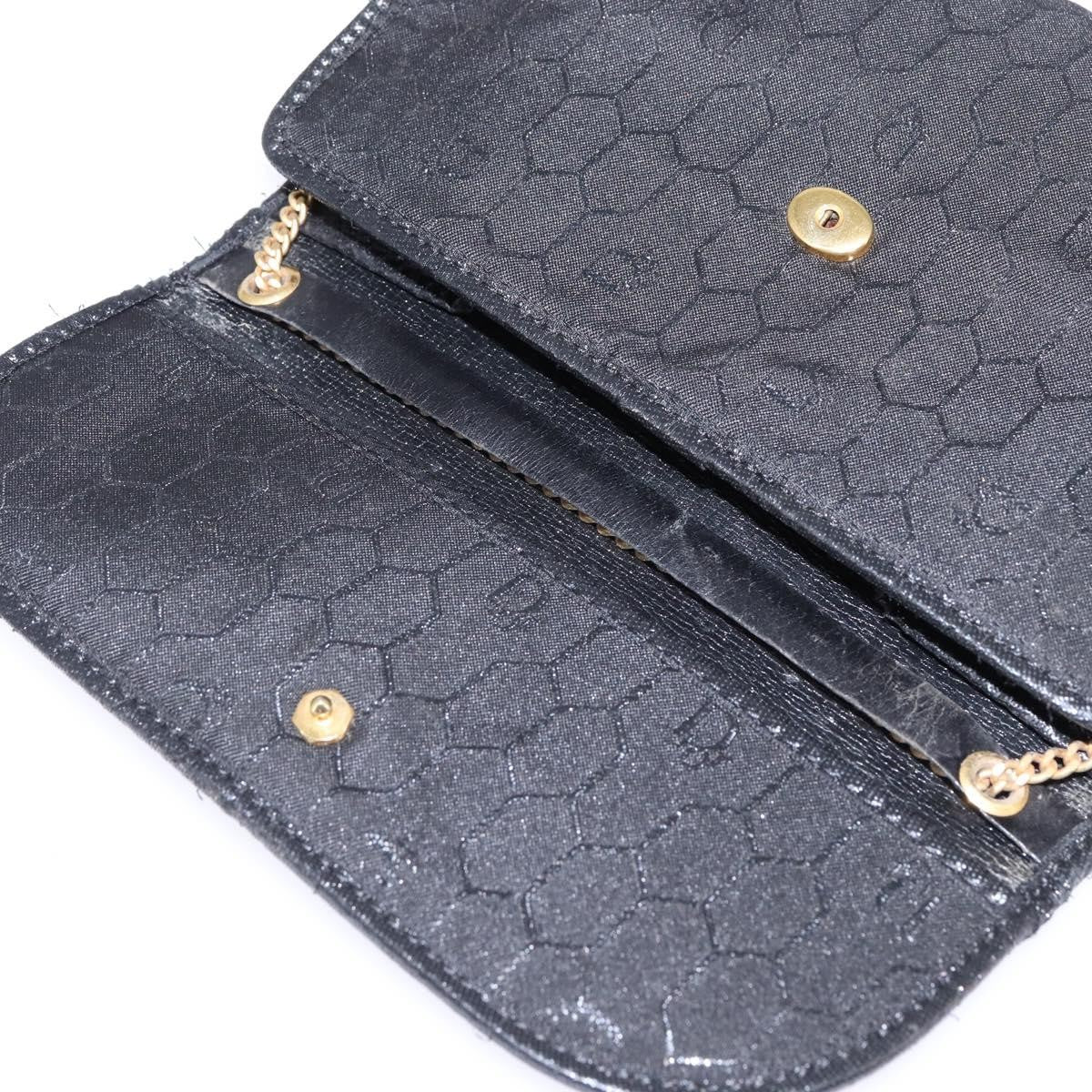 Christian Dior Vintage Honeycomb Flap Crossbody Bag Coated Canvas, BLACK, CANVAS, Clutche & pouche