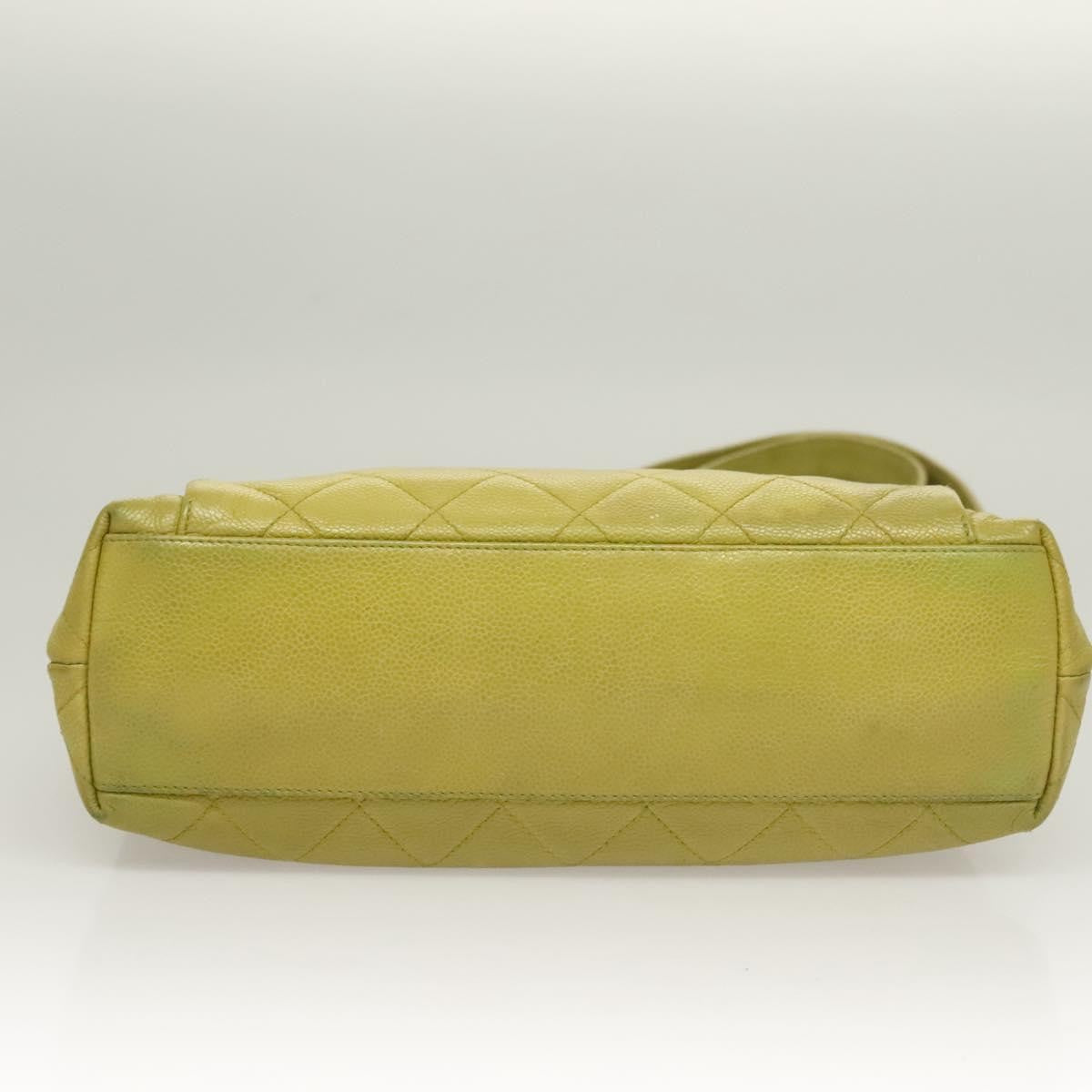 Chanel Vintage Front Pocket Shoulder Bag Quilted Caviar, GREEN, LEATHER, Shoulder bag