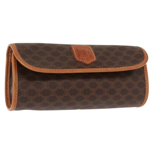 Celine Macadam Pochette Canvas and Leather, BROWN, CANVAS, Clutche & pouche