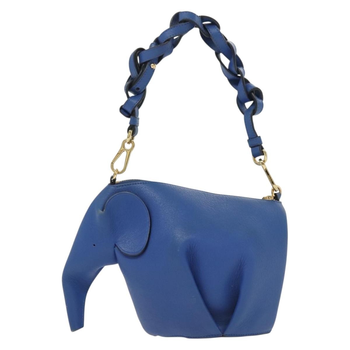 Loewe Elephant Bag Leather, BLUE, LEATHER, Bag