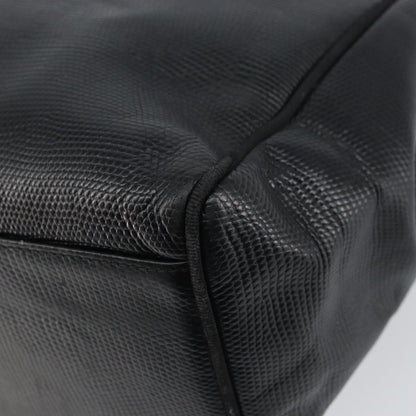 Salvatore Ferragamo Vintage Vara Bow Tote Lizard Embossed Leather, BLACK, LEATHER, Tote bag