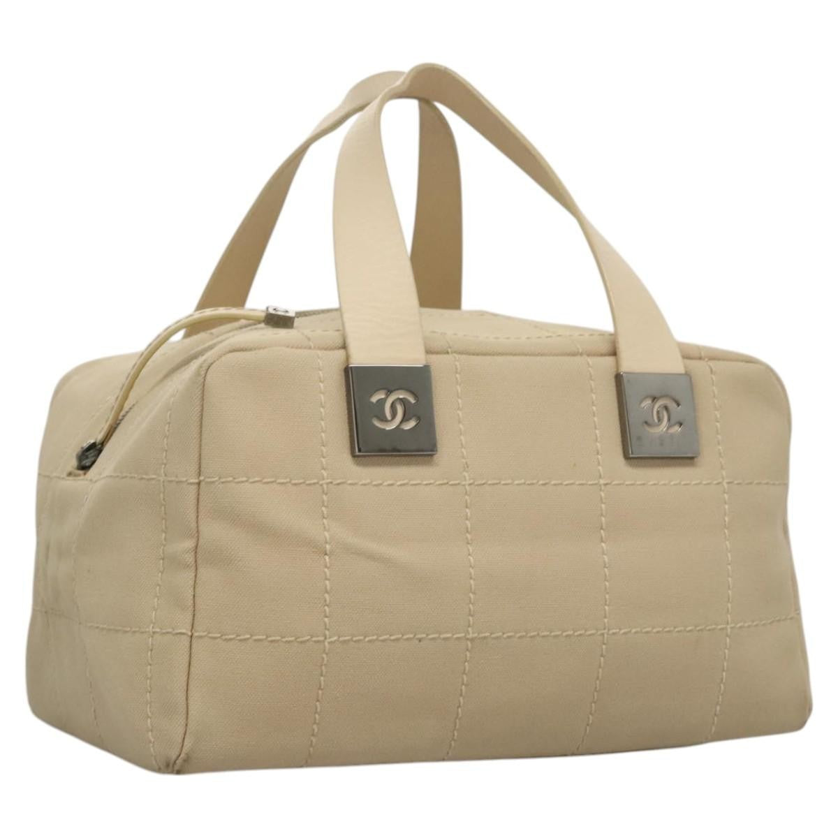 Chanel Chocolate Bar CC Bowler Bag Canvas, BEIGE, CANVAS, Handbag