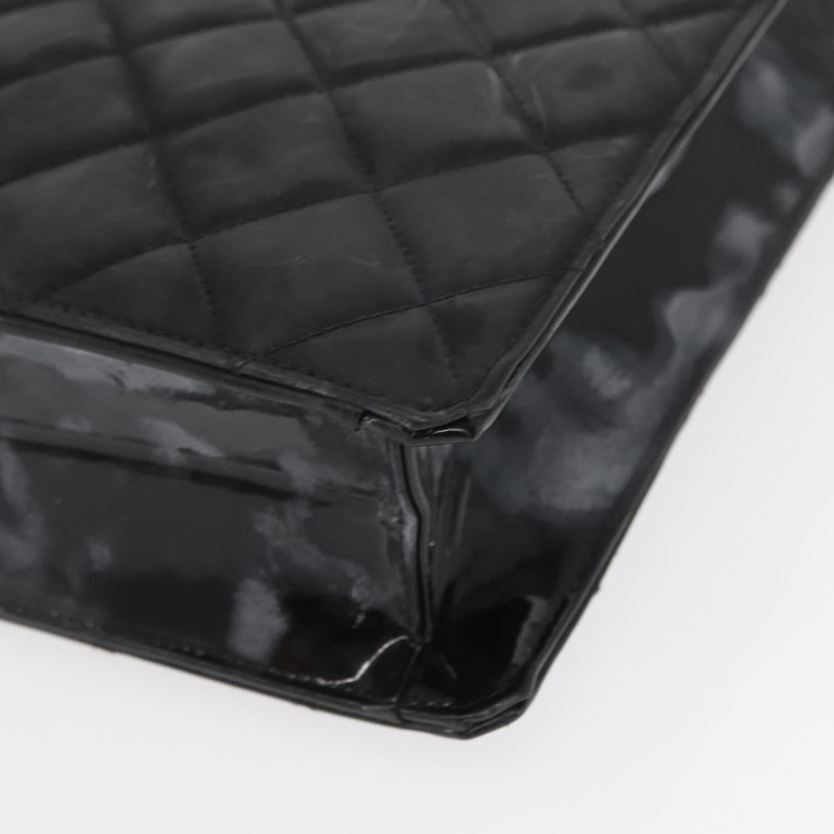 Chanel Chocolate bar tote Leather, BLACK, PATENT_LEATHER, Handbag