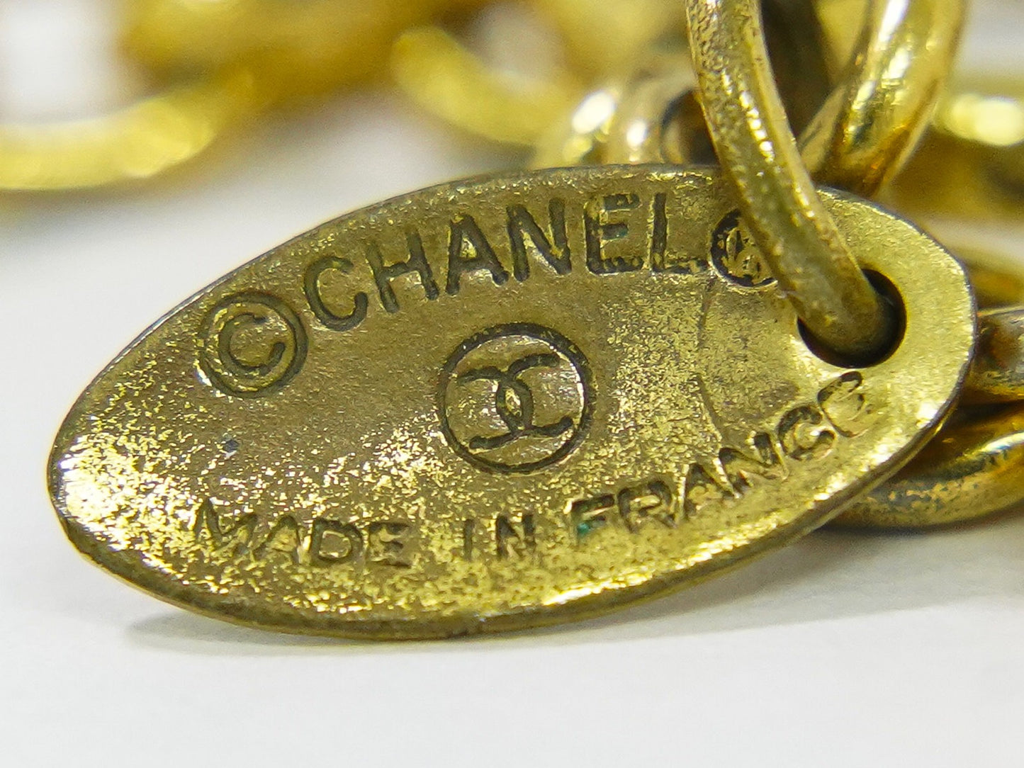 Chanel Vintage CC Pendent Necklace Plated Metal, GOLD, GOLD_PLATED, Necklace