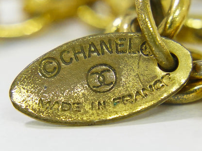 Chanel Vintage CC Pendent Necklace Plated Metal, GOLD, GOLD_PLATED, Necklace