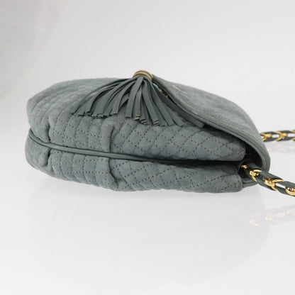 Bally Vintage Chain Shoulder Bag Quilted Suede, GRAY, SUEDE, Shoulder bag