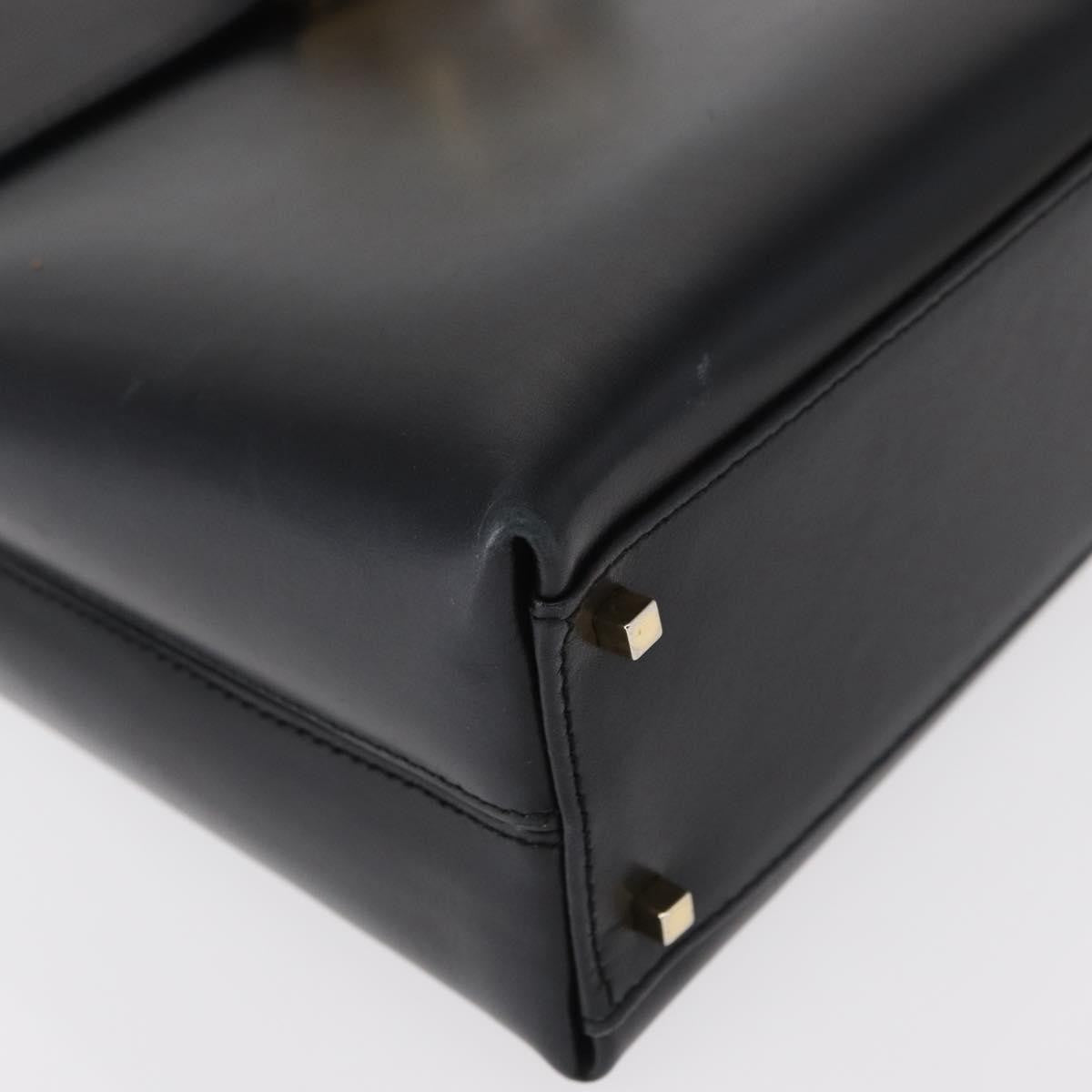 Salvatore Ferragamo Gancini handbag Leather, BLACK, LEATHER, Handbag