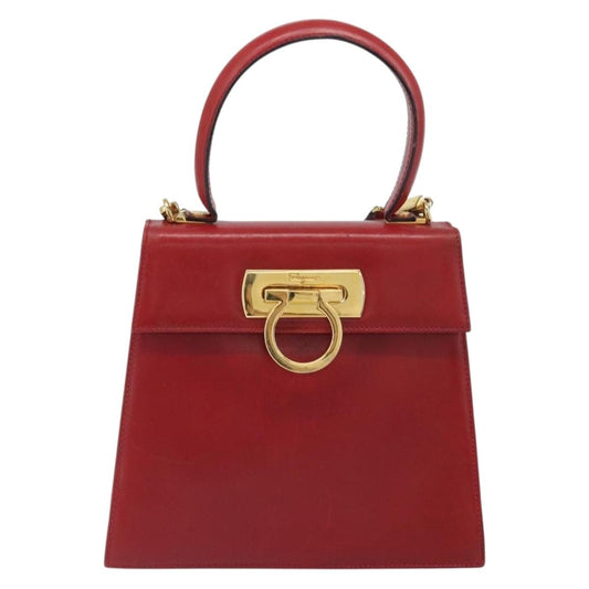 Salvatore Ferragamo Gancini Convertible Top Handle Bag Leather, RED, LEATHER, Handbag