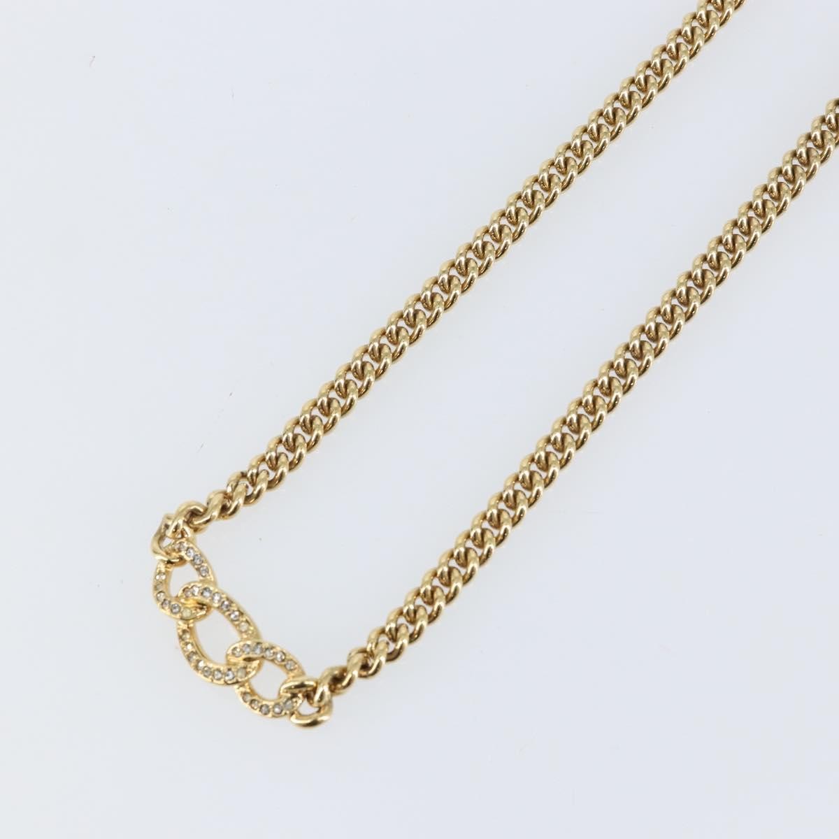 Christian Dior CD Chain Link Necklace Metal with Crystals, GOLD, METAL, Necklace