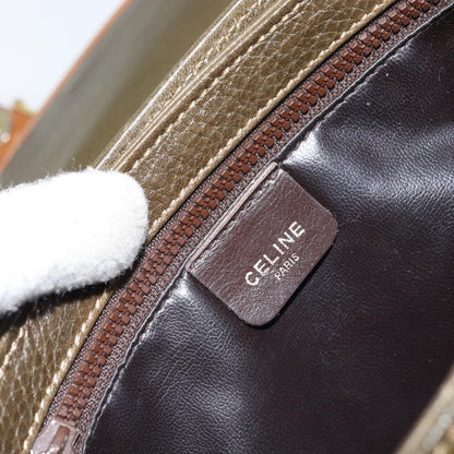 Celine Vintage Shoulder Bag Leather, KHAKI, LEATHER, Shoulder bag