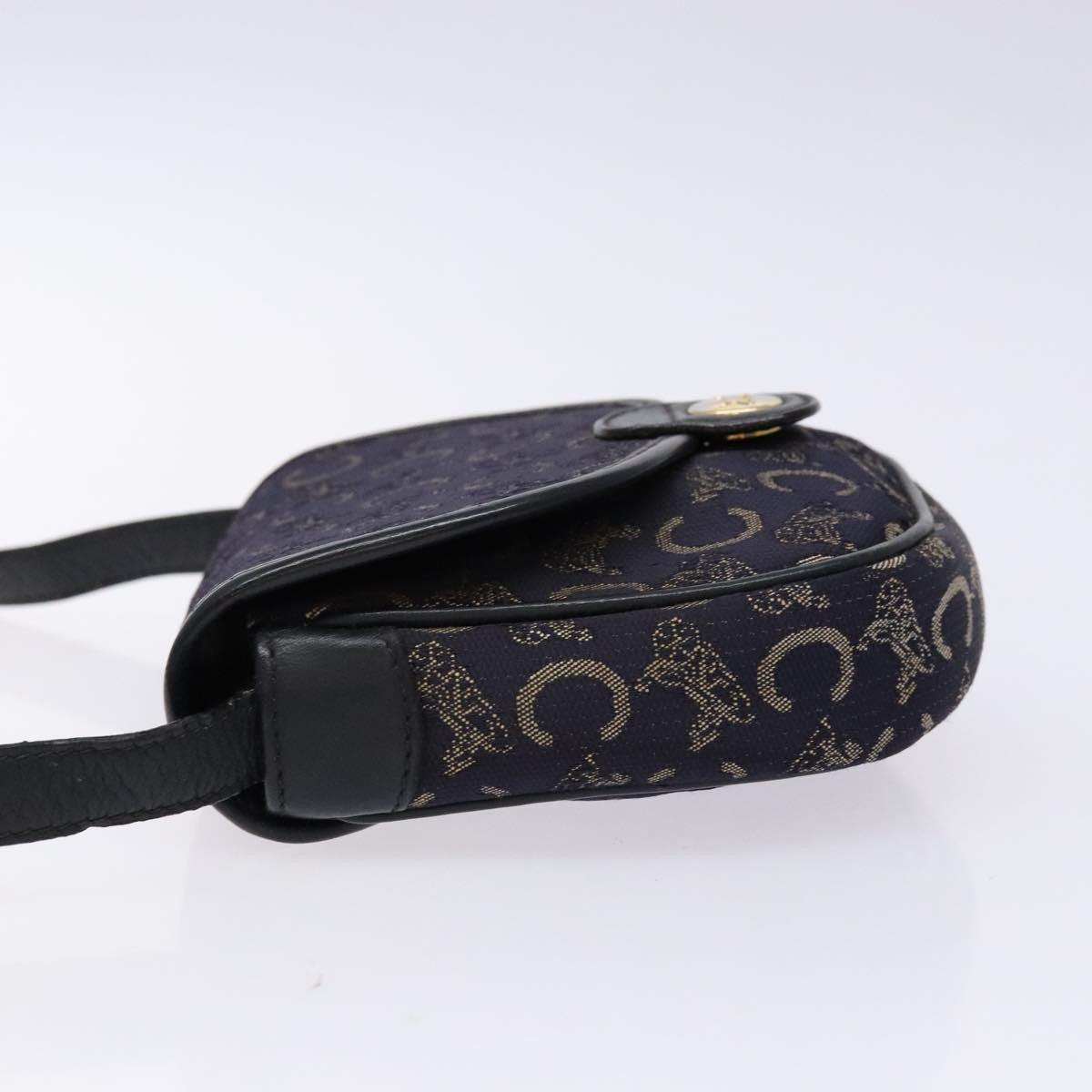 Celine C Sulky Shoulder bag Canvas and Leather, NAVY, CANVAS, Shoulder bag