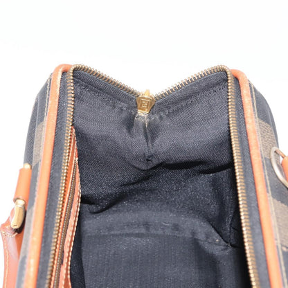 Fendi Vintage Pequin Convertible Boston Bag Coated Canvas, BROWN, CANVAS, Handbag