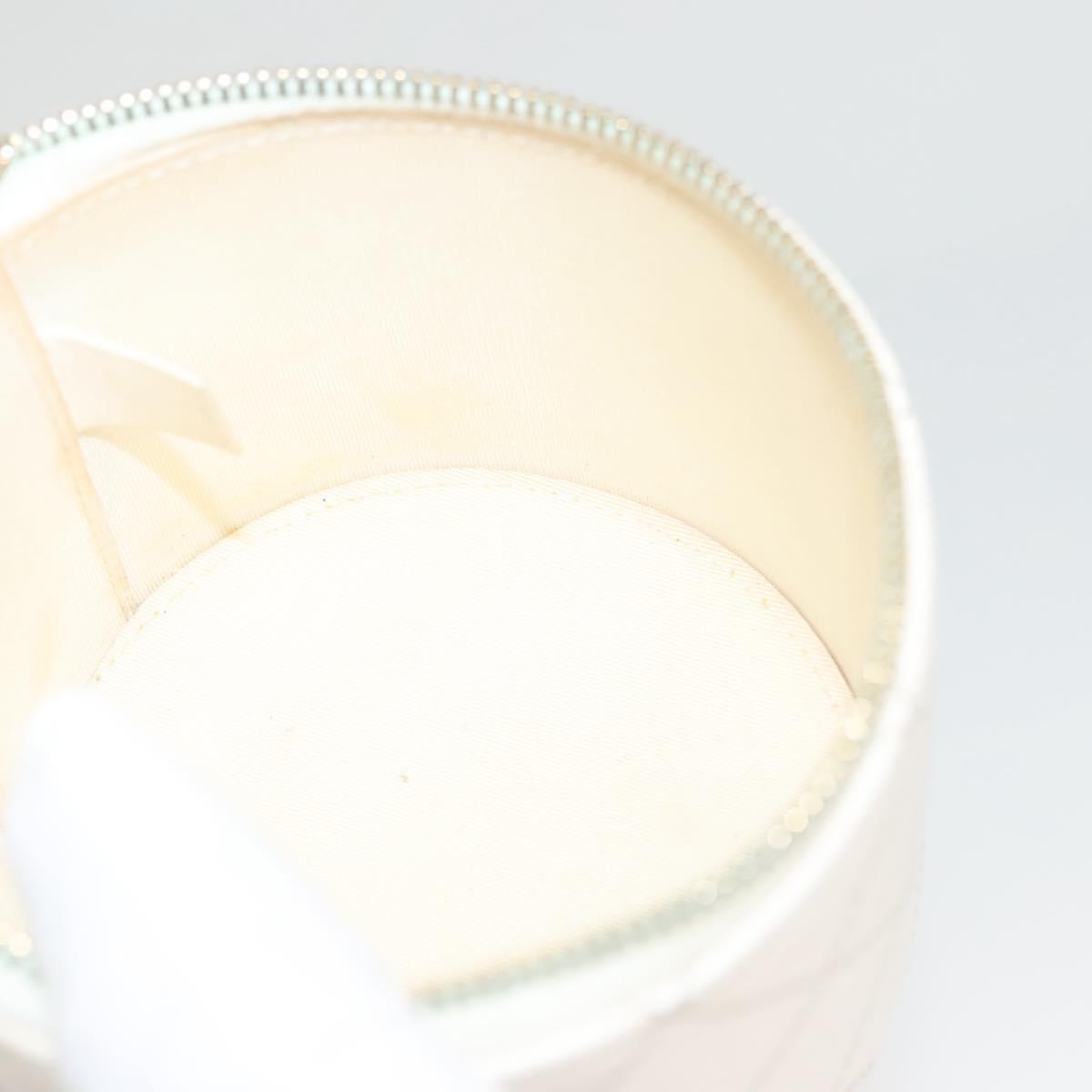 Chanel CC Round Vanity Case with Chain Quilted Lambskin, WHITE, LEATHER, Shoulder bag