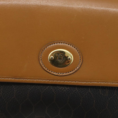 Christian Dior Vintage Honeycomb Shoulder Bag Canvas and Leather, BLACK, PVC, Shoulder bag