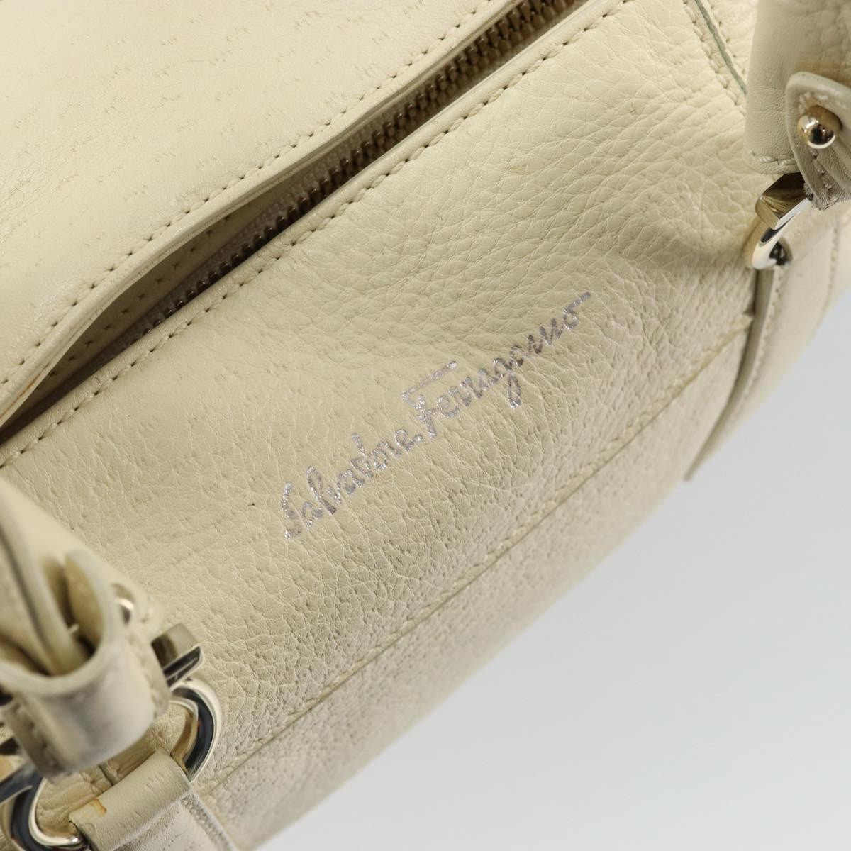 Salvatore Ferragamo Gancini Shoulder Bag Leather, BEIGE, LEATHER, Shoulder bag