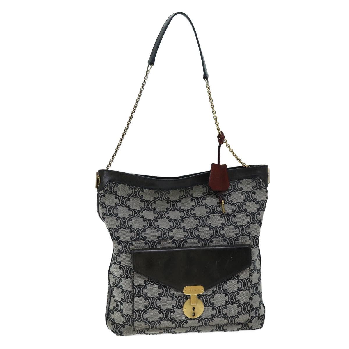 Celine Vintage Triomphe Shoulder Bag Canvas, GRAY, CANVAS, Shoulder bag