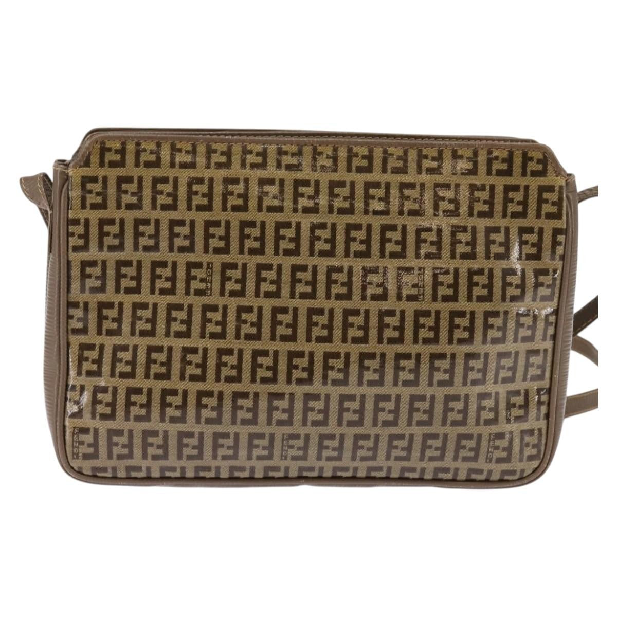 Fendi Vintage Zip Crossbody Bag Zucchino Canvas, BEIGE, CANVAS, Shoulder bag