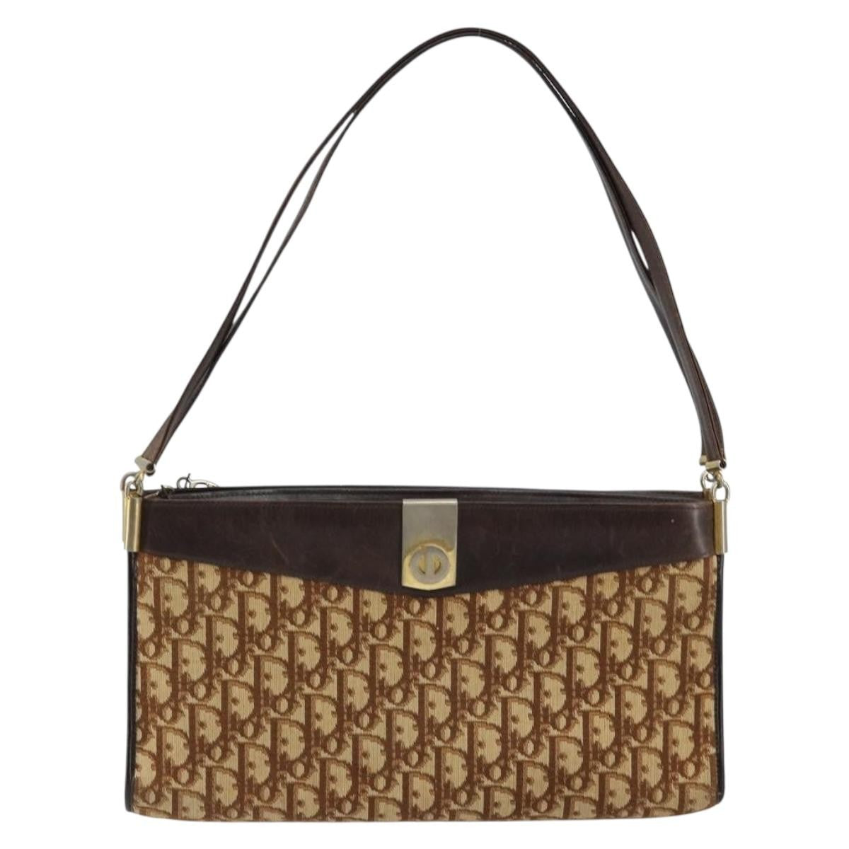Christian Dior Vintage Trotter Shoulder Bag Canvas, BROWN, CANVAS, Shoulder bag