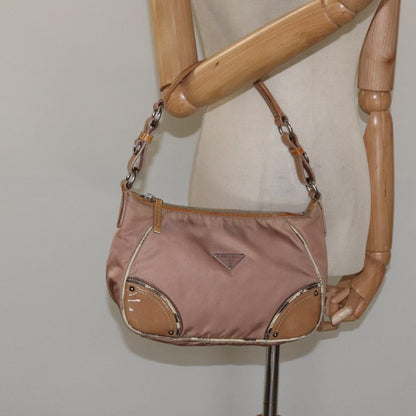 Prada Zip Hobo Tessuto with Leather, BEIGE, NYLON, Shoulder bag