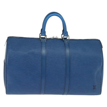 Louis Vuitton Keepall Bag Epi Leather, BLUE, LEATHER, Travel bag