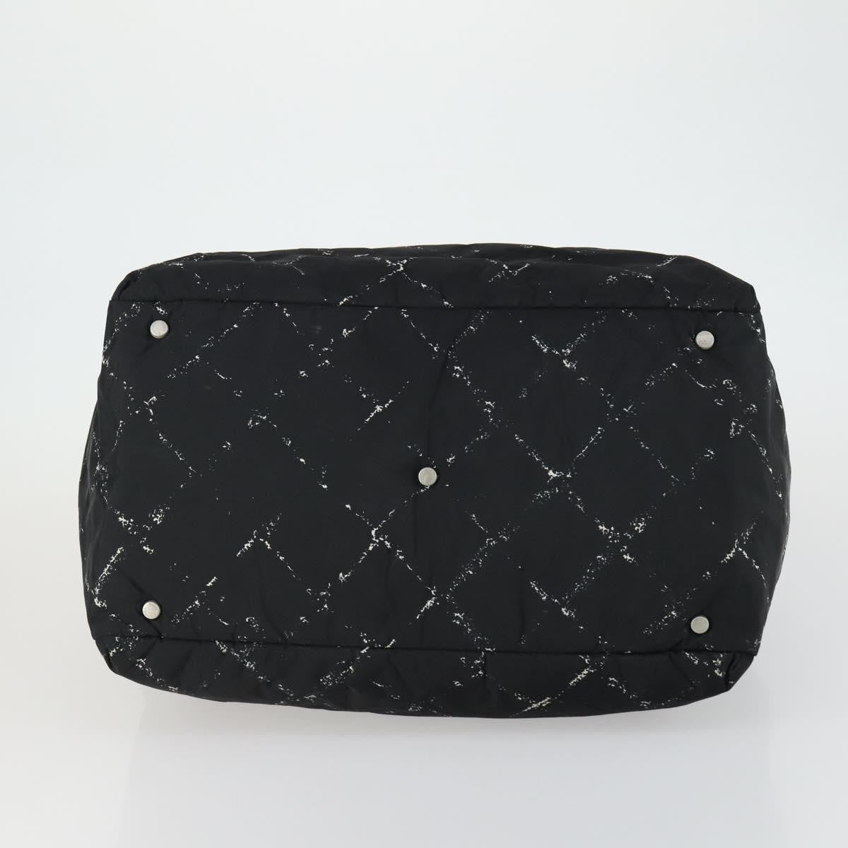 Chanel Travel Line Boston Bag Printed Nylon, BLACK, NYLON, Travel bag