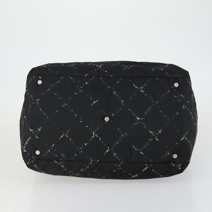 Chanel Travel Line Boston Bag Printed Nylon, BLACK, NYLON, Travel bag