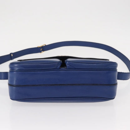 Celine Vintage Circle Logo Crossbody Bag Leather, BLUE, LEATHER, Shoulder bag