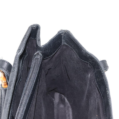 Gucci Vintage Bamboo Handle Bag Canvas, BLACK, CANVAS, Tote bag