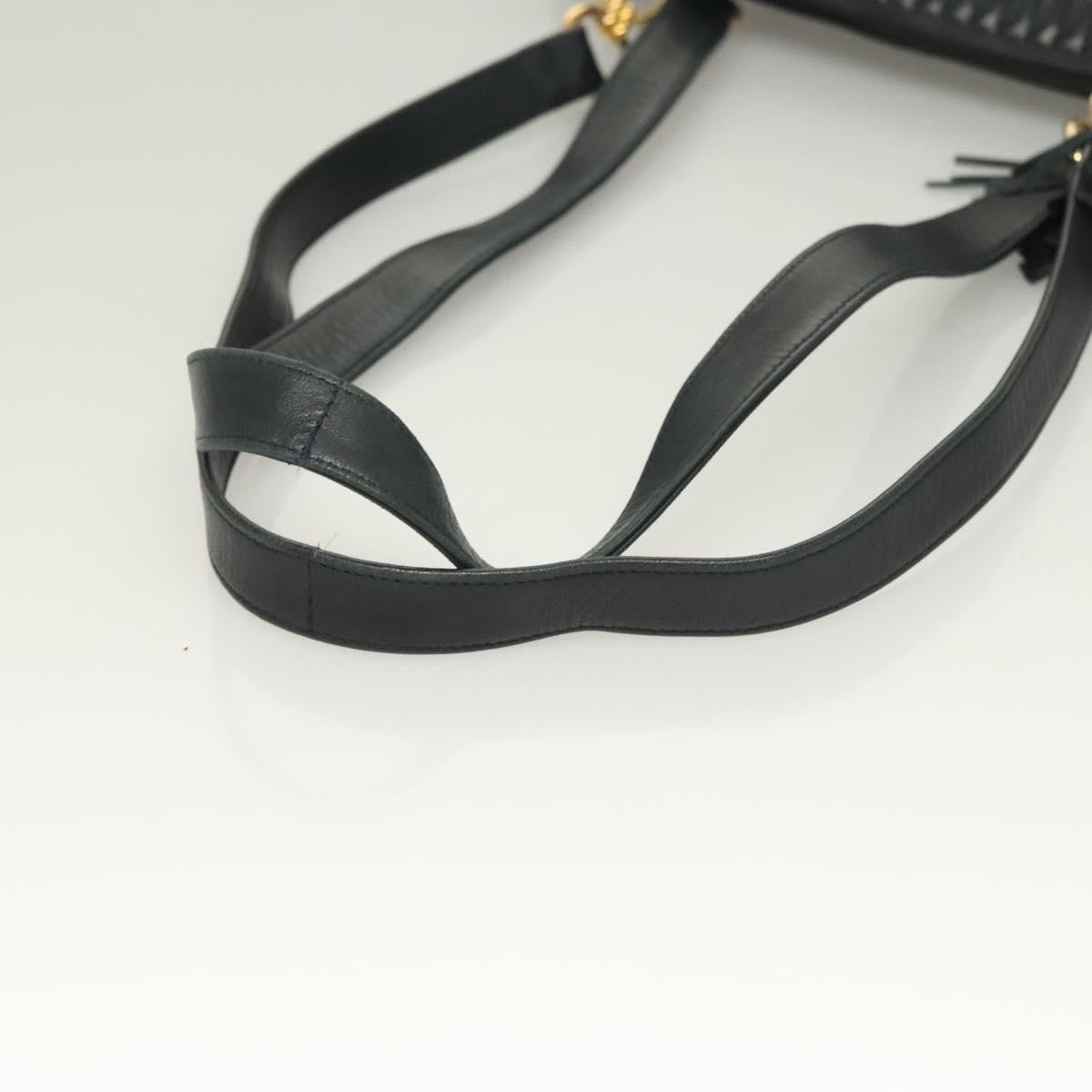 Bally Vintage Chain Shoulder Bag Quilted Leather, NAVY, LEATHER, Shoulder bag