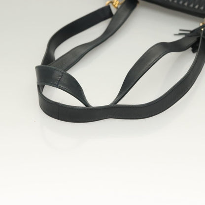 Bally Vintage Chain Shoulder Bag Quilted Leather, NAVY, LEATHER, Shoulder bag