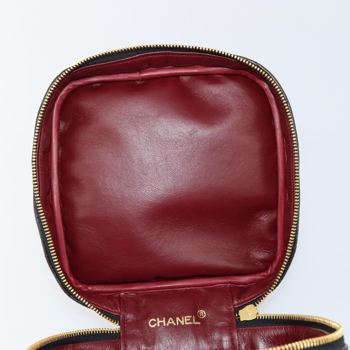 Chanel Vanity pouch Leather, BLACK, LEATHER, Toiletry Case
