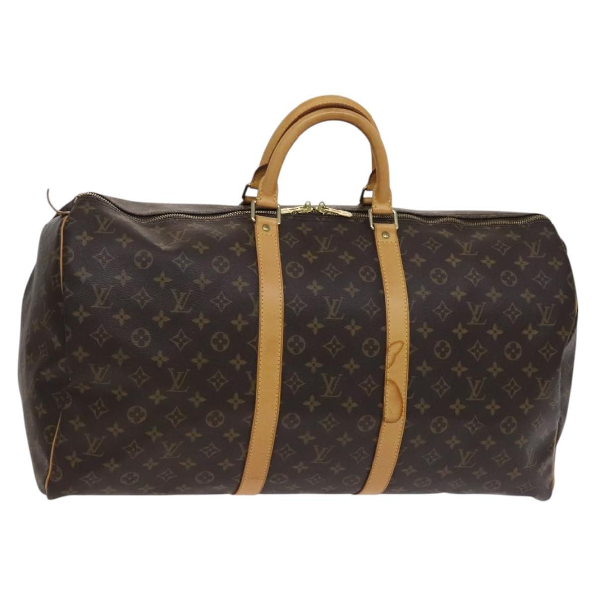 Louis Vuitton Keepall Bag Monogram Canvas, BROWN, CANVAS, Travel bag