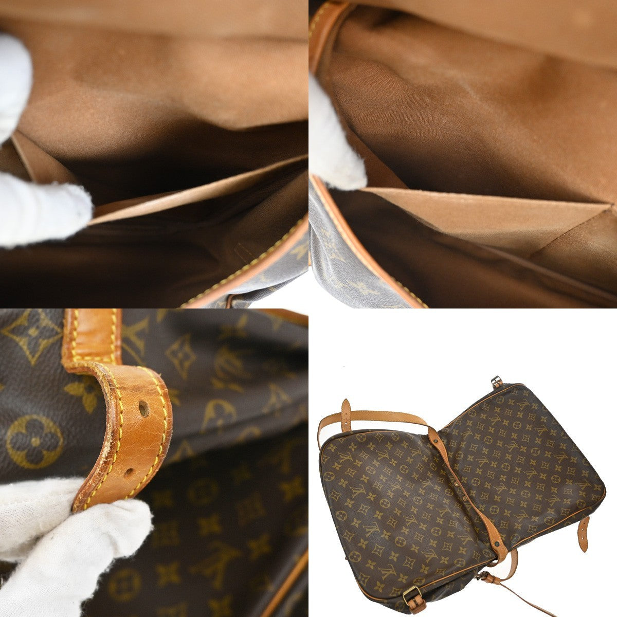 Louis Vuitton Saumur Handbag Monogram Canvas, BROWN, CANVAS, Shoulder bag
