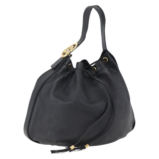 Gucci Interlocking Icon Drawstring Hobo Leather, BLACK, LEATHER, Shoulder bag