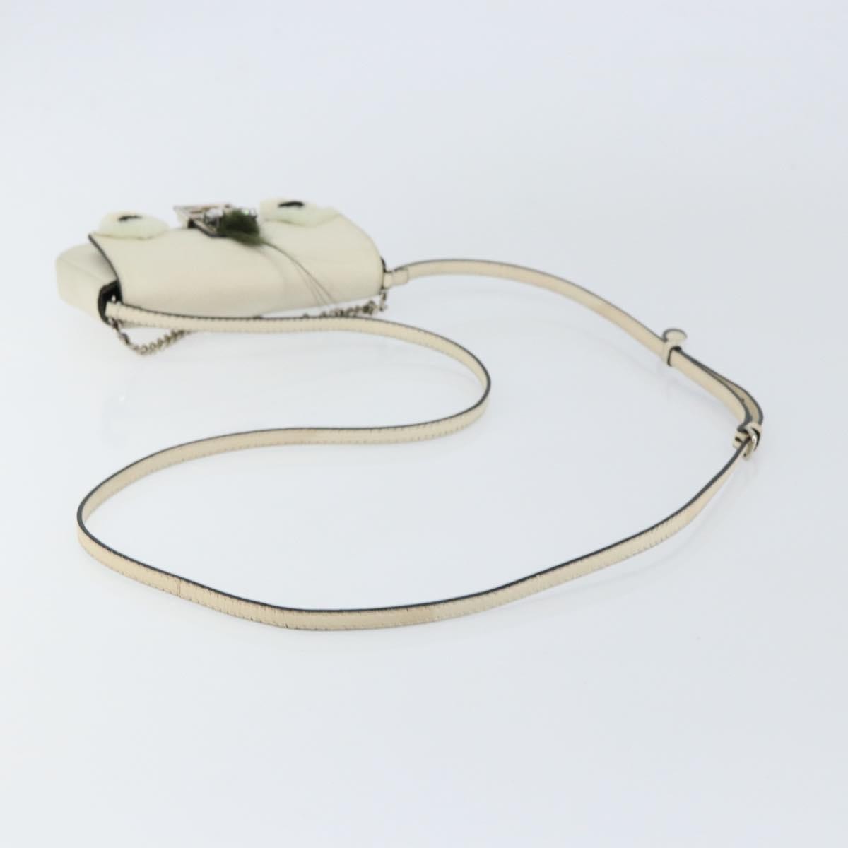 Fendi Monster Baguette Leather, WHITE, LEATHER, Shoulder bag