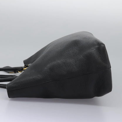 Prada Shopping Tote Vitello Daino, BLACK, LEATHER, Tote bag