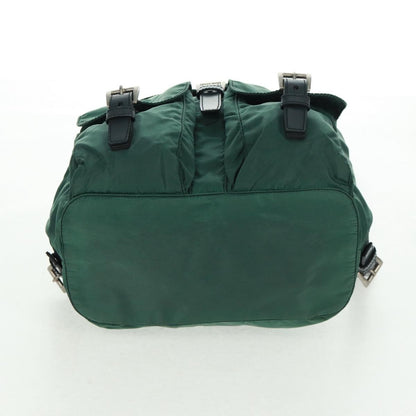 Prada Vela Double Front Pocket Backpack Tessuto with Saffiano Leather, GREEN, NYLON, Backpack